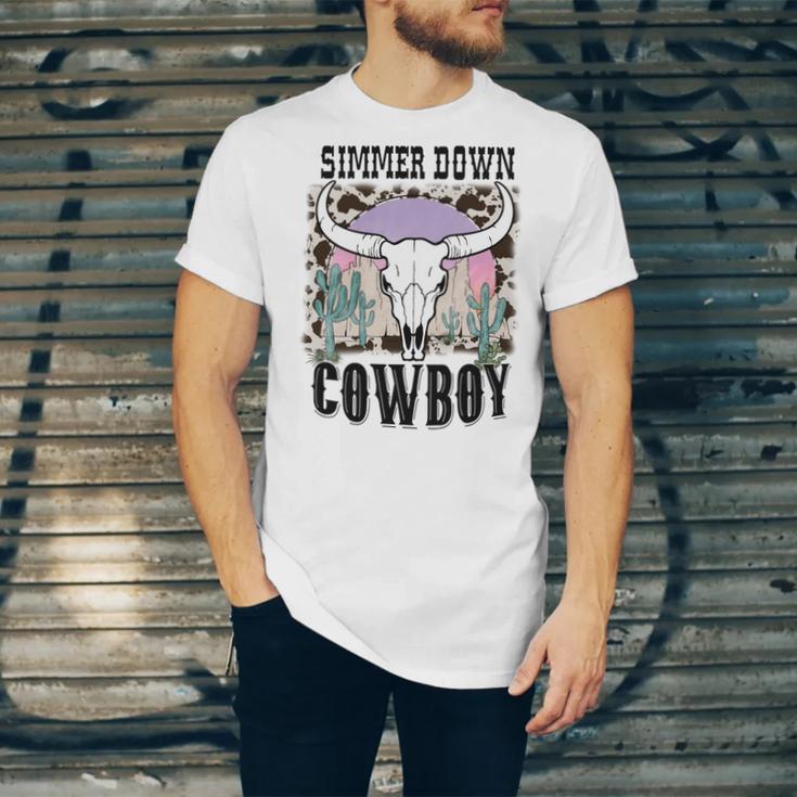 Simmer Down Cowboy Western Style Gift Unisex Jersey Short Sleeve Crewneck Tshirt