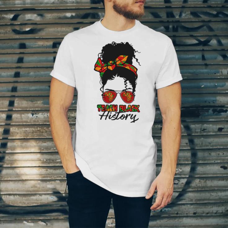 Teacher African Women Messy Bun Teach Black History Month Unisex Jersey Short Sleeve Crewneck Tshirt