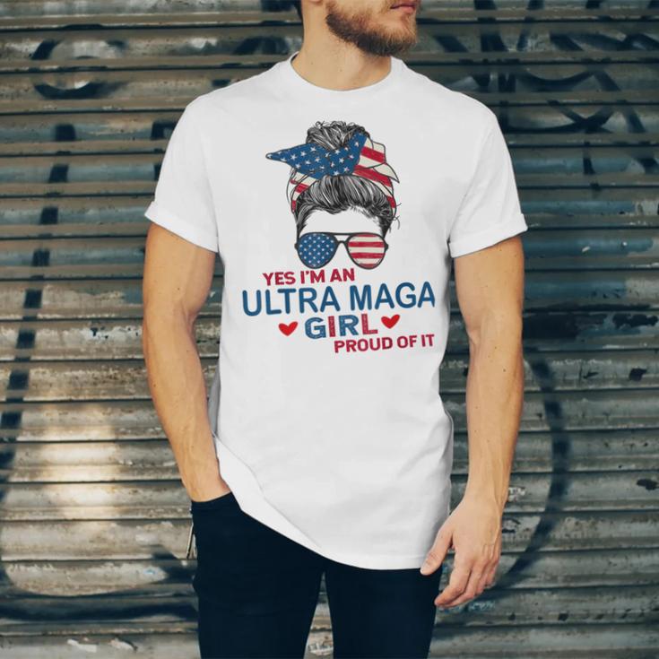 Yes Im An Ultra Maga Girl Proud Of It Usa Flag Messy Unisex Jersey Short Sleeve Crewneck Tshirt