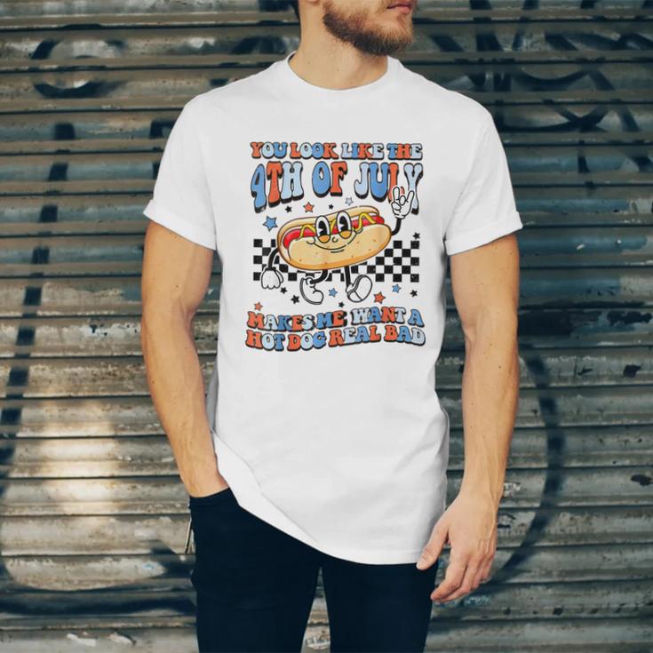 You Look Like 4Th Of July Makes Me Want A Hot Dog Real Bad V2 Unisex Jersey Short Sleeve Crewneck Tshirt