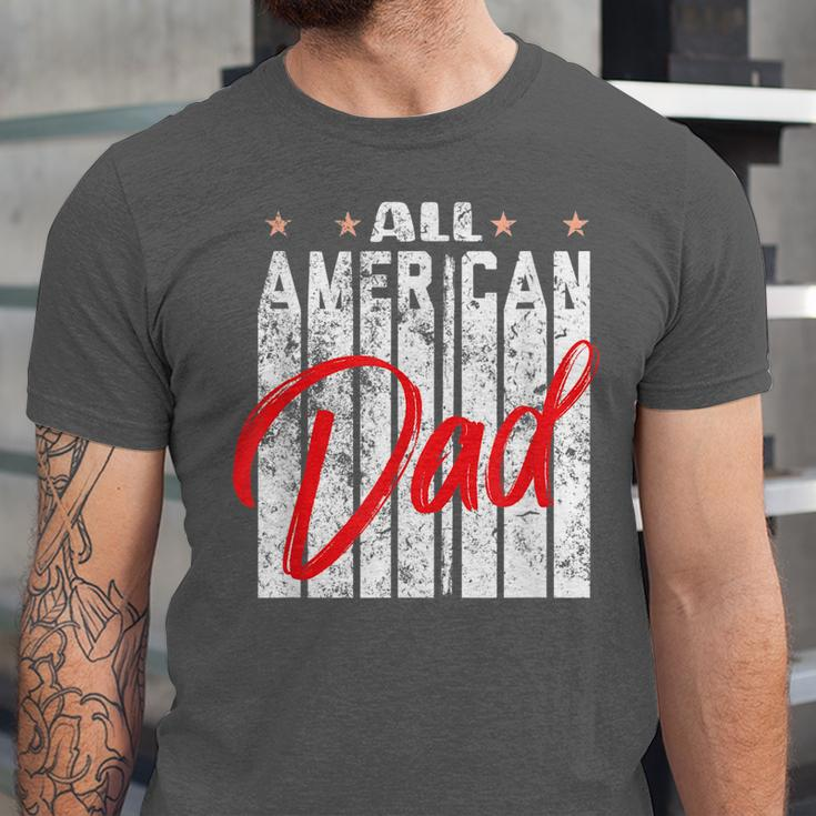 All American Dad Retro 4Th Of July Cool & Funny Melanin Art Unisex Jersey Short Sleeve Crewneck Tshirt