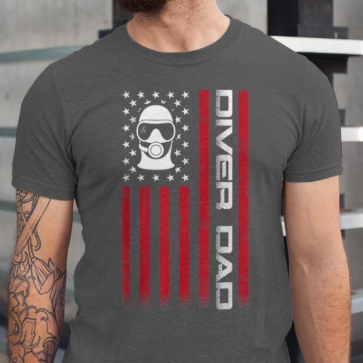 Mens 4Th Of July Us Flag Diver Dad Gift For Fathers Day Unisex Jersey Short Sleeve Crewneck Tshirt