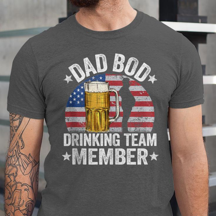 Mens Dad Bod Drinking Team Member American Flag 4Th Of July Beer Unisex Jersey Short Sleeve Crewneck Tshirt