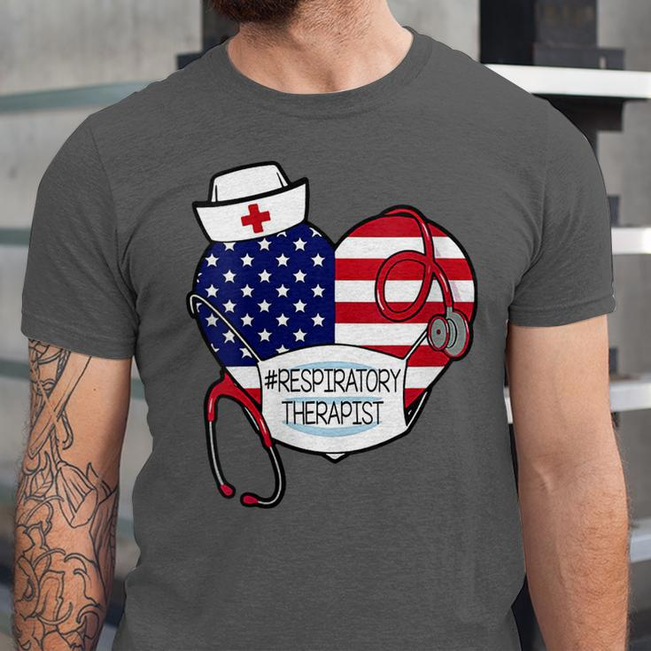Womens Respiratory Therapist Love America 4Th Of July For Nurse Dad Unisex Jersey Short Sleeve Crewneck Tshirt