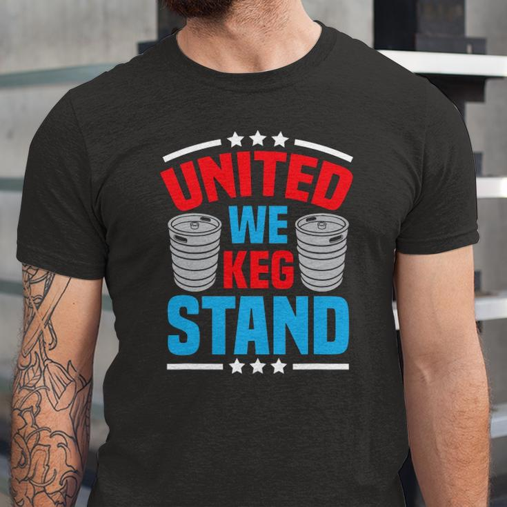Alcohol United We Keg Stand Patriotic 4Th Of July Jersey T-Shirt