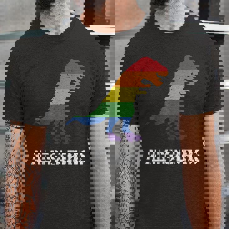 Allysaurus Dinosaur In Rainbow Flag For Ally Lgbt Pride Jersey T-Shirt