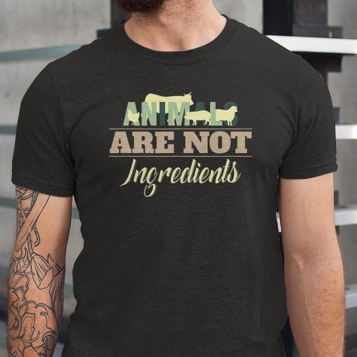 Animals Are Not Ingredients Vegan Animal Lover Jersey T-Shirt
