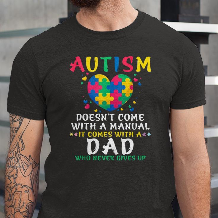 Autism Doesnt Come With Manual Dad Autism Awareness Puzzle Jersey T-Shirt