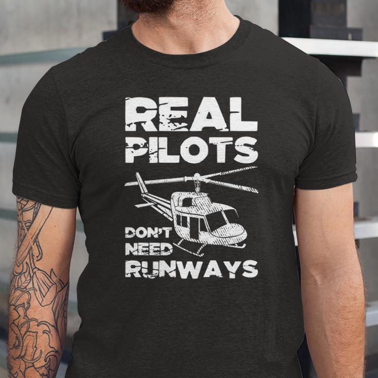 Aviation Real Pilots Dont Need Runways Helicopter Pilot Jersey T-Shirt