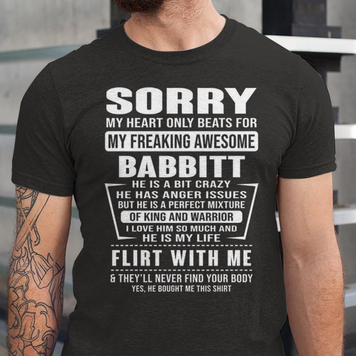Babbitt Name Gift Sorry My Heart Only Beats For Babbitt Unisex Jersey Short Sleeve Crewneck Tshirt