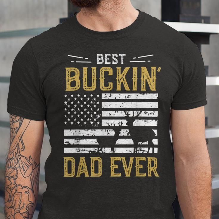 Best Buckin Dad Ever Funny Deer Hunter Cool Hunting Unisex Jersey Short Sleeve Crewneck Tshirt