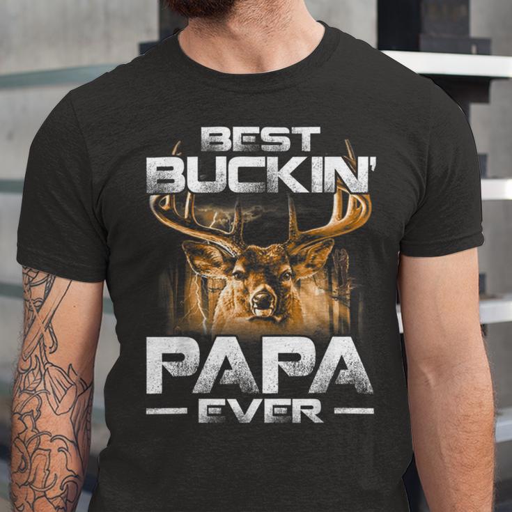 Best Buckin Papa Ever Deer Hunting Bucking Father Unisex Jersey Short Sleeve Crewneck Tshirt