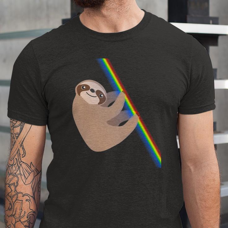 Cute Sloth New Sloth Climbing A Rainbow Jersey T-Shirt
