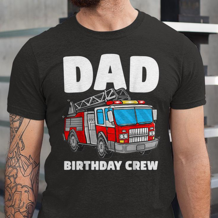 Dad Birthday Crew Fire Truck Firefighter Fireman Party Unisex Jersey Short Sleeve Crewneck Tshirt
