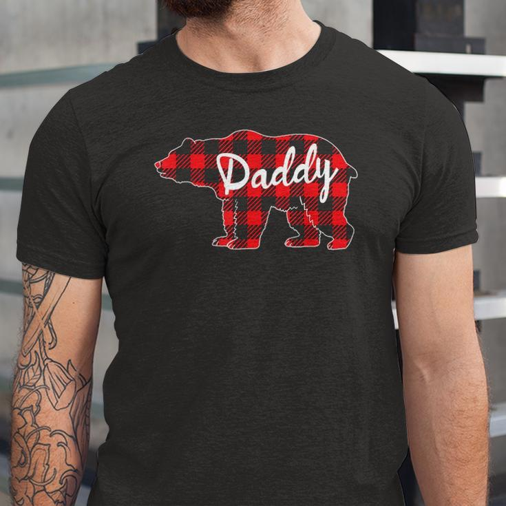 Daddy Bear Buffalo Plaid Matching Fathers Day Jersey T-Shirt