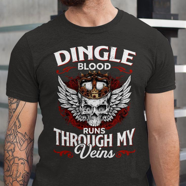 Dingle Blood Runs Through My Veins Name V2 Unisex Jersey Short Sleeve Crewneck Tshirt