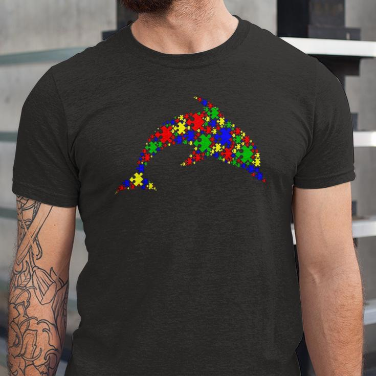 Dolphin Puzzle Animals Lover Autism Awareness Jersey T-Shirt