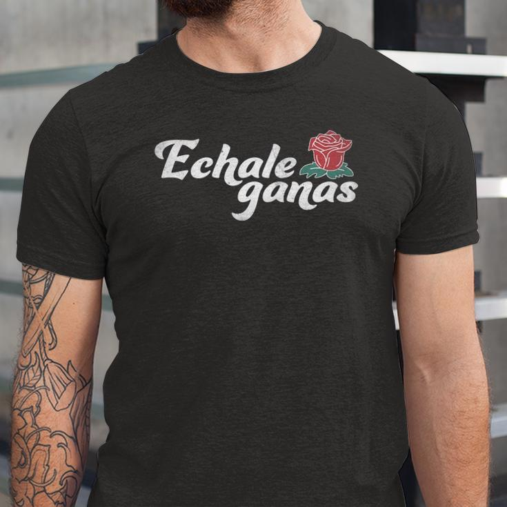 Echale Ganas Rose Vintage Retro Mexican Quote Jersey T-Shirt