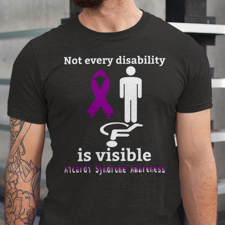 Every Disability Is Visible Aicardi Syndrome Awareness Purple Ribbon Aicardi Syndrome Support Aicardi Syndrome Awareness Unisex Jersey Short Sleeve Crewneck Tshirt