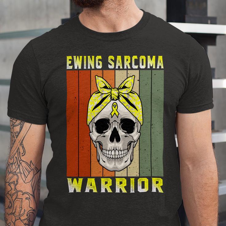 Ewings Sarcoma Warrior Skull Women Vintage Yellow Ribbon Ewings Sarcoma Ewings Sarcoma Awareness Unisex Jersey Short Sleeve Crewneck Tshirt