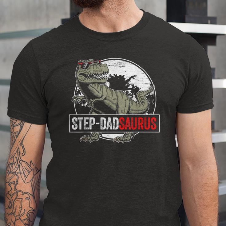 Fathers Day Step Dadsaurusrex Dinosaur Step Dad Jersey T-Shirt