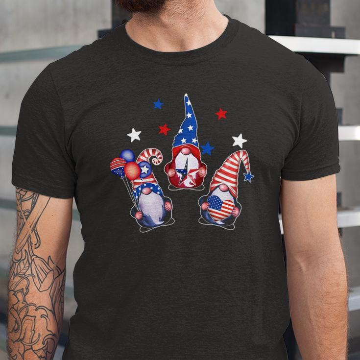 Fourth Of July Gnomes Patriotic American Flag Red White Blue Jersey T-Shirt