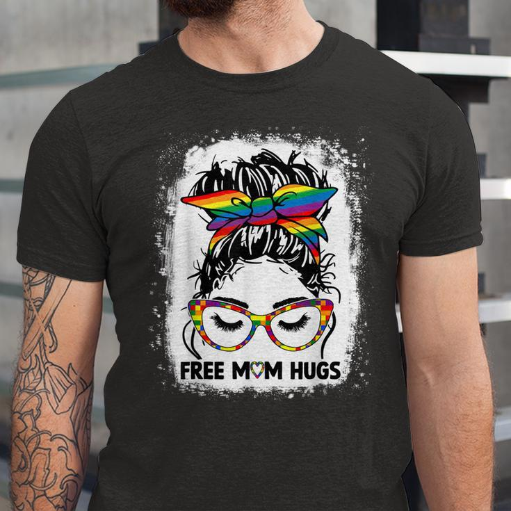 Free Mom Hugs Messy Bun Lgbt Pride Rainbow V2 Jersey T-Shirt
