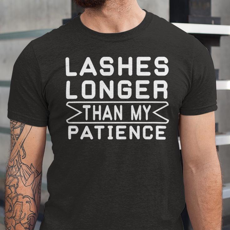 Funny Lashes Longer Than My Patience Unisex Jersey Short Sleeve Crewneck Tshirt