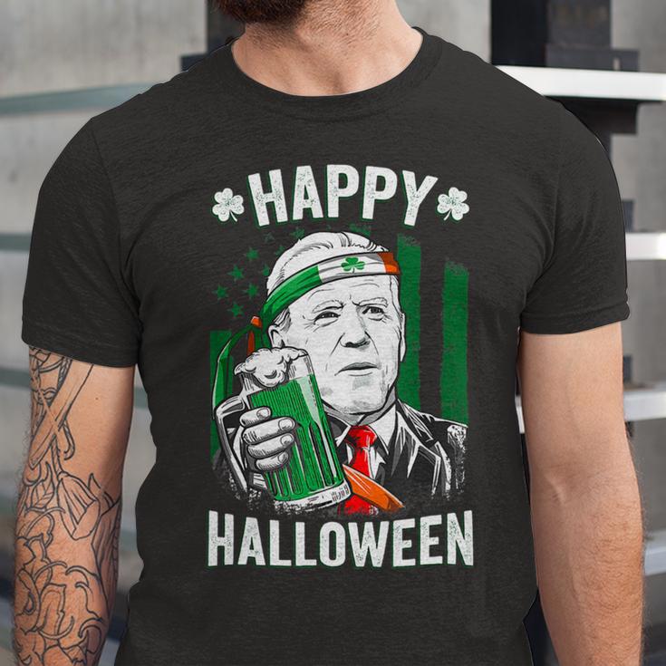 Funny Leprechaun Biden Happy Halloween For St Patricks Day Unisex Jersey Short Sleeve Crewneck Tshirt