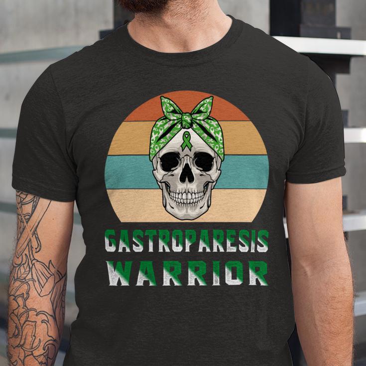 Gastroparesis Warrior Skull Women Vintage Green Ribbon Gastroparesis Gastroparesis Awareness Unisex Jersey Short Sleeve Crewneck Tshirt