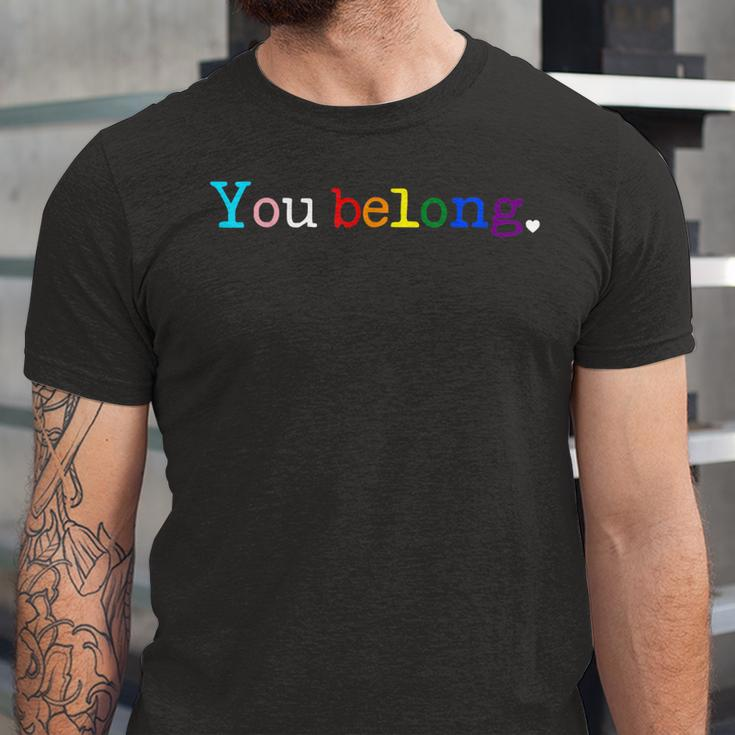 Gay Pride Lgbt Support And Respect You Belong Transgender Jersey T-Shirt