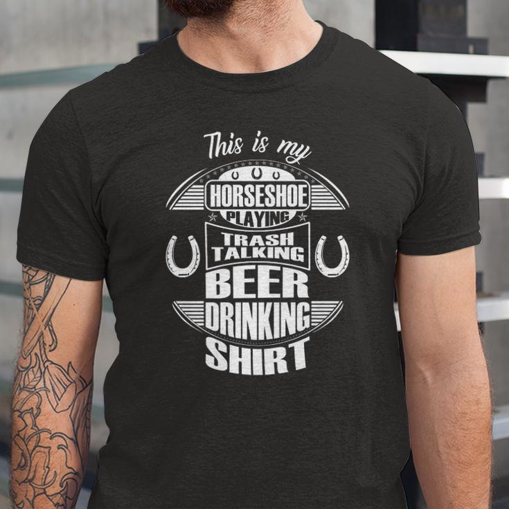 Horseshoe Playing Beer Drinking Trash Talking Jersey T-Shirt