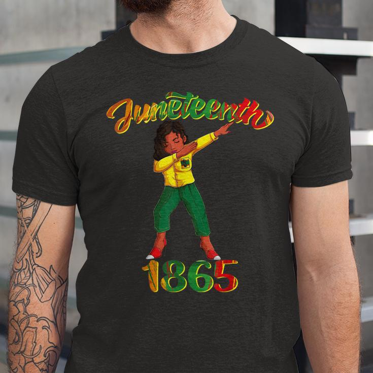 Juneteenth 1865 Dab Black Woman Brown Skin Afro American Jersey T-Shirt