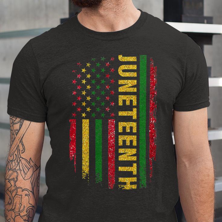 Juneteenth Us Flag Black King Melanin Dad Men Fathers Day Unisex Jersey Short Sleeve Crewneck Tshirt