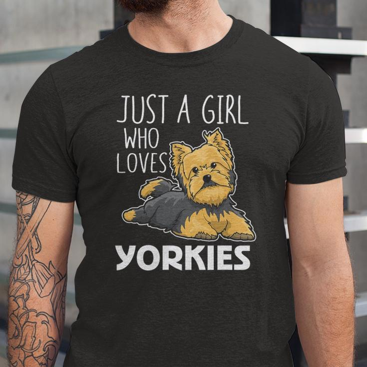 Just A Girl Who Loves Yorkies Yorkshire Terrier Jersey T-Shirt