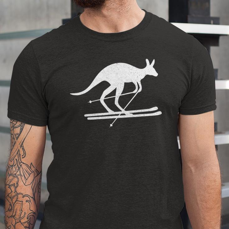 Kangaroo Skiing Fun Winter Sports Australia Travel Jersey T-Shirt