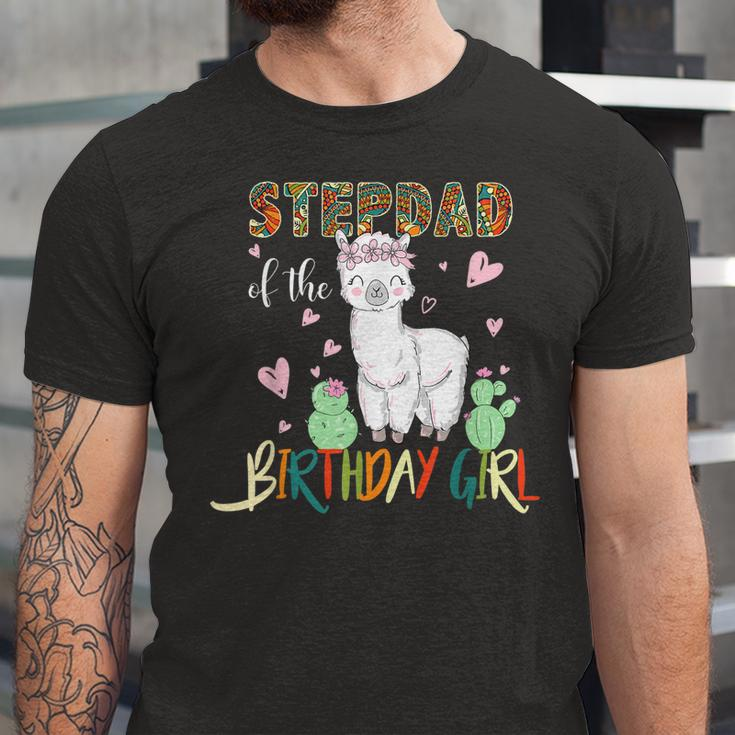 Llama Birthday Stepdad Of The Birthday Girl Outfits Unisex Jersey Short Sleeve Crewneck Tshirt