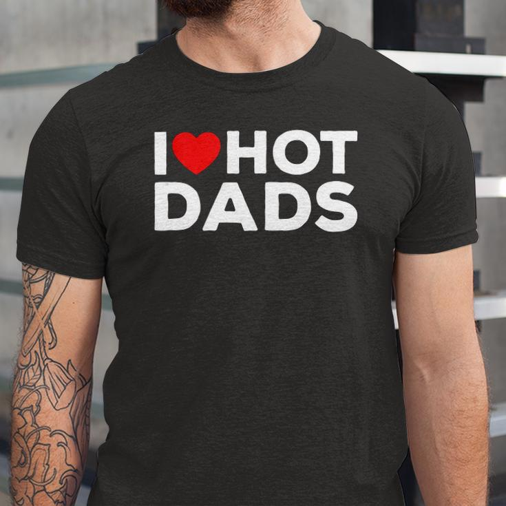 I Love Hot Dads Red Heart Jersey T-Shirt