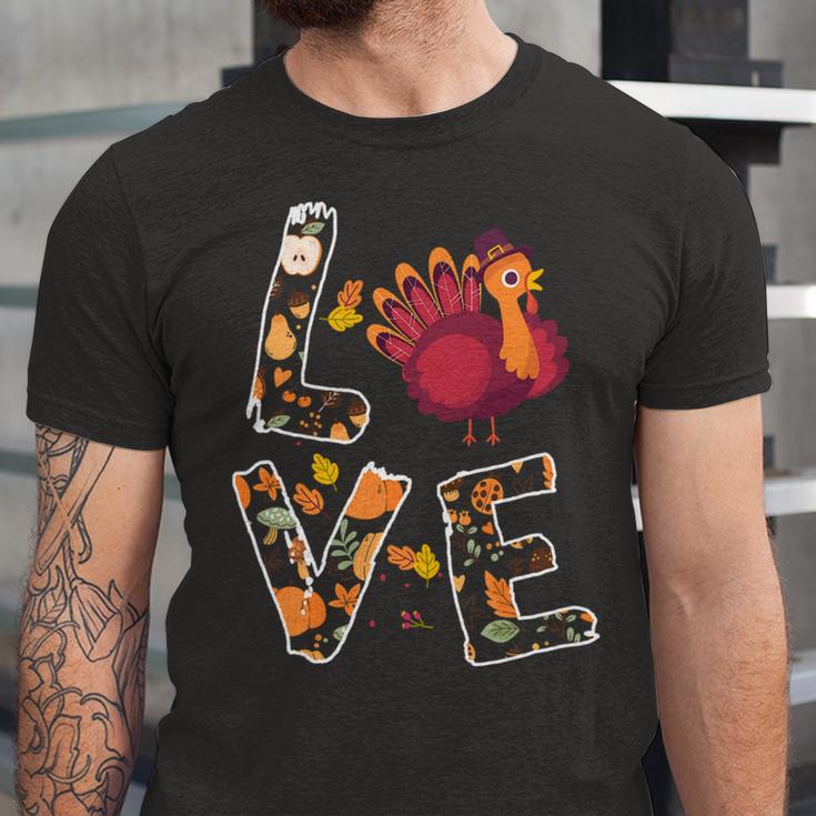 Love Turkey Thanksgiving Happy Fall 20 Shirt Unisex Jersey Short Sleeve Crewneck Tshirt