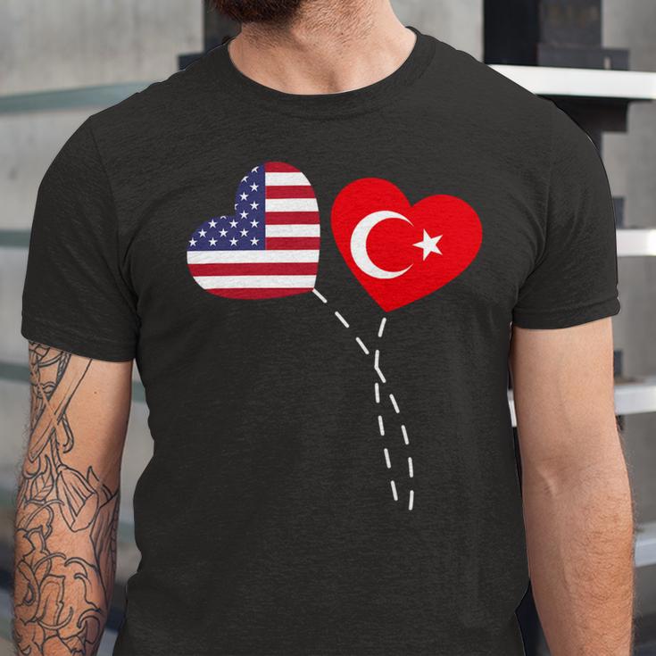 Loving Usa Turkey Flag Heart Turkish 13 Shirt Unisex Jersey Short Sleeve Crewneck Tshirt