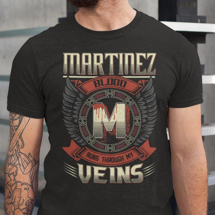 Martinez Blood Run Through My Veins Name Unisex Jersey Short Sleeve Crewneck Tshirt