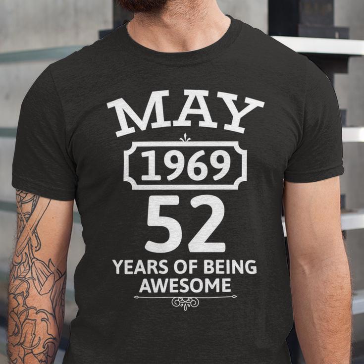 May 1969 52 Years Of Being Awesome 52Nd Birthday 52 Years Old Unisex Jersey Short Sleeve Crewneck Tshirt