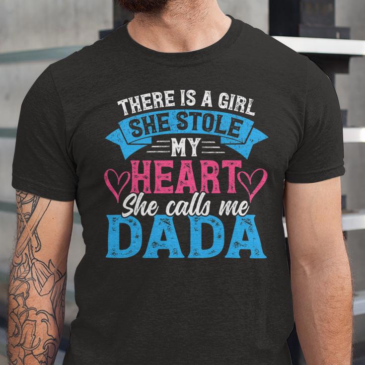 Mens Funny Fathers Day Shirt A Girl She Calls Me Dada Grandpa 7 Shirt Unisex Jersey Short Sleeve Crewneck Tshirt