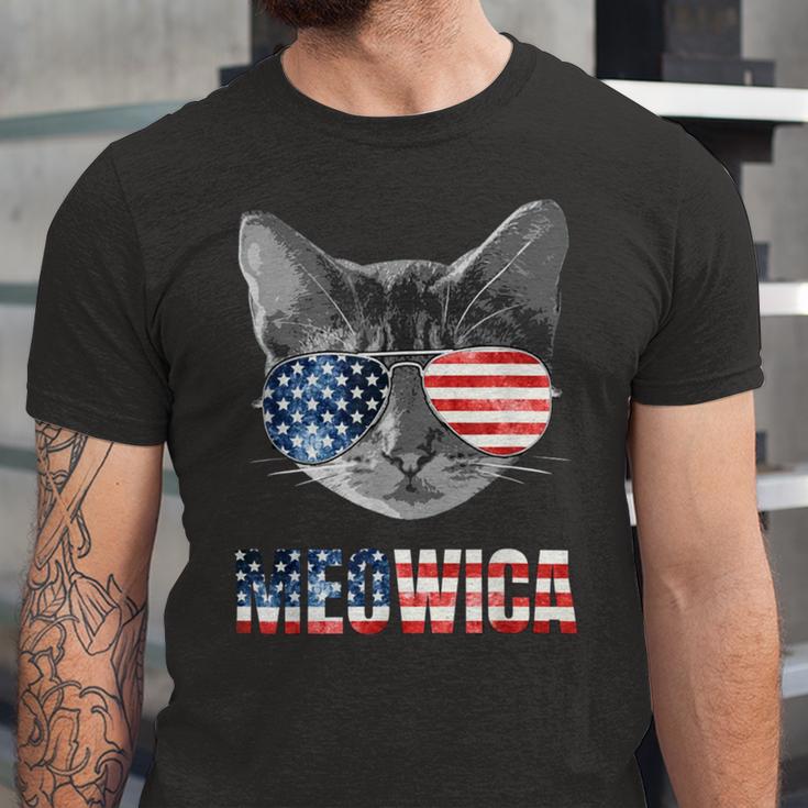 Meowica Funny Cat Patriotic Usa Shirt American Flag 544 Trending Shirt Unisex Jersey Short Sleeve Crewneck Tshirt