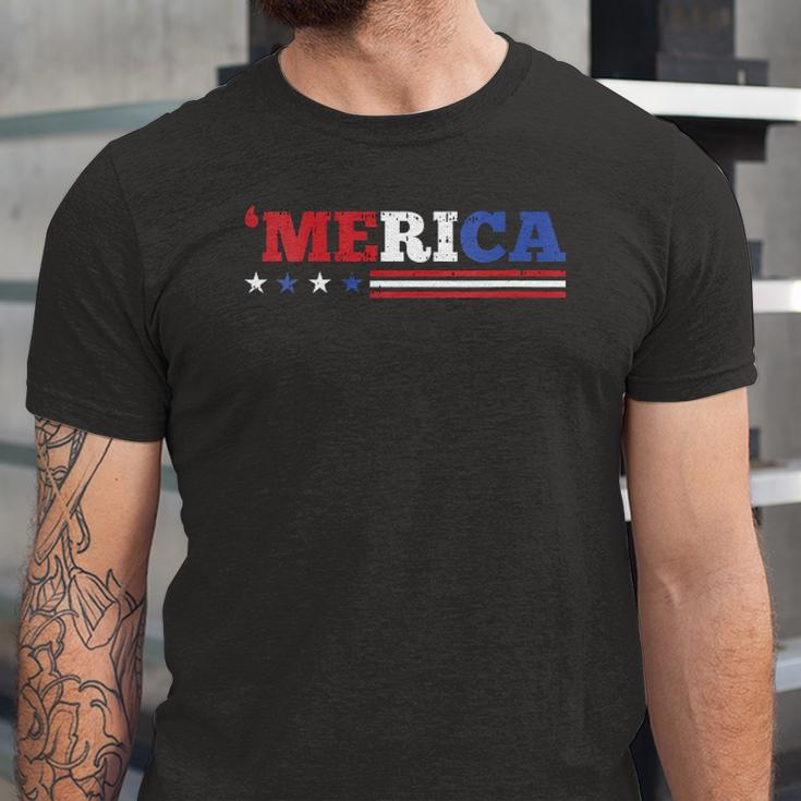 Merica 4Th Of July Independence Day Patriotic American V-Neck Jersey T-Shirt