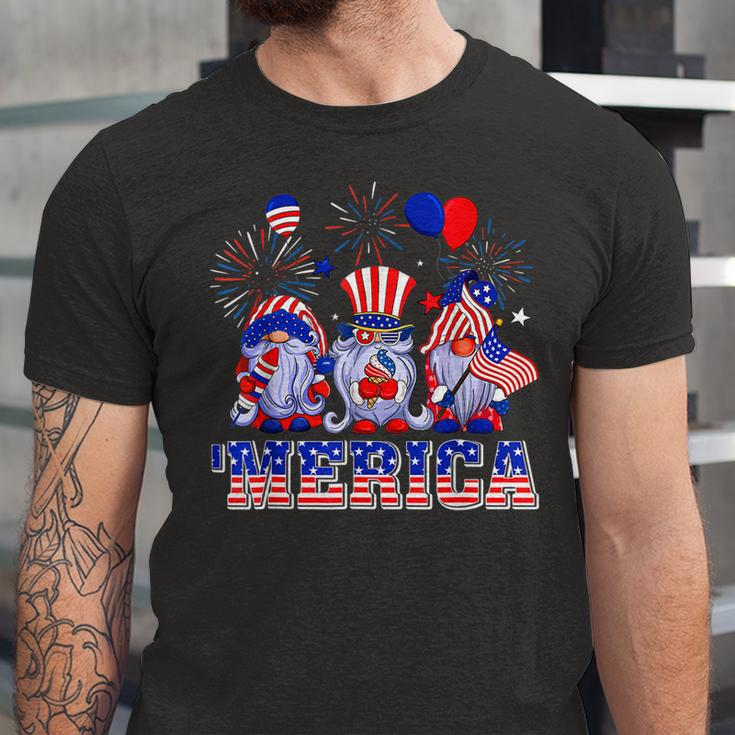 Merica Gnomes Happy 4Th Of July Us Flag Independence Day Unisex Jersey Short Sleeve Crewneck Tshirt