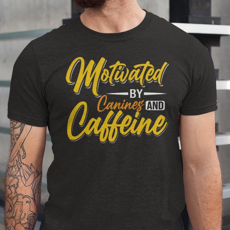 Motivated By Caffeine And Canine 803 Trending Shirt Unisex Jersey Short Sleeve Crewneck Tshirt