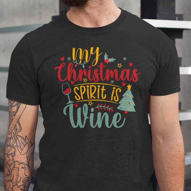 My Christmas Spirit Is Wine Funny 555 Shirt Unisex Jersey Short Sleeve Crewneck Tshirt