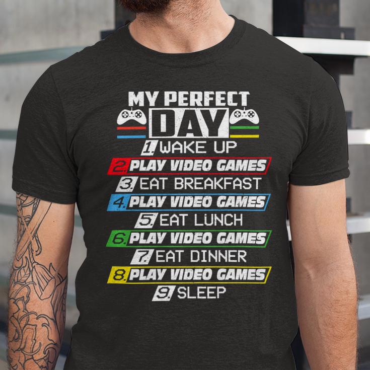 My Perfect Day Video Games Funny Cool 554 Shirt Unisex Jersey Short Sleeve Crewneck Tshirt