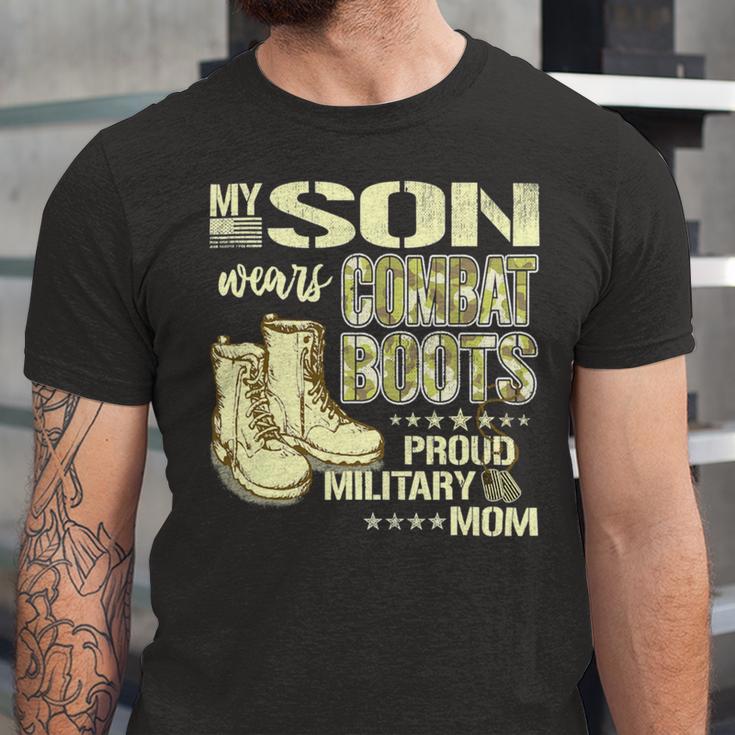 My Son Wears Combat Boots Proud 691 Shirt Unisex Jersey Short Sleeve Crewneck Tshirt